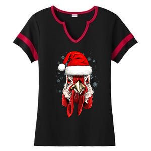 Chicken Christmas Santa Hat Xmas Boy Girl Ladies Halftime Notch Neck Tee