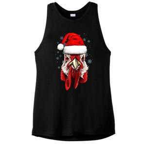 Chicken Christmas Santa Hat Xmas Boy Girl Ladies PosiCharge Tri-Blend Wicking Tank