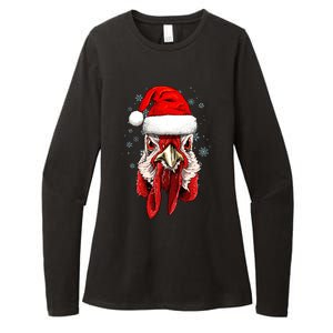 Chicken Christmas Santa Hat Xmas Boy Girl Womens CVC Long Sleeve Shirt