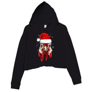 Chicken Christmas Santa Hat Xmas Boy Girl Crop Fleece Hoodie