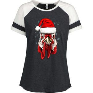 Chicken Christmas Santa Hat Xmas Boy Girl Enza Ladies Jersey Colorblock Tee