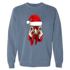 Chicken Christmas Santa Hat Xmas Boy Girl Garment-Dyed Sweatshirt