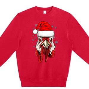 Chicken Christmas Santa Hat Xmas Boy Girl Premium Crewneck Sweatshirt