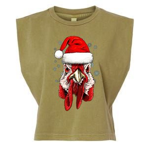 Chicken Christmas Santa Hat Xmas Boy Girl Garment-Dyed Women's Muscle Tee