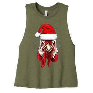 Chicken Christmas Santa Hat Xmas Boy Girl Women's Racerback Cropped Tank