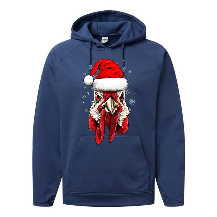 Chicken Christmas Santa Hat Xmas Boy Girl Performance Fleece Hoodie