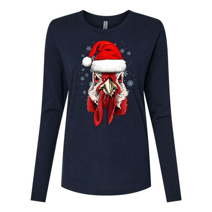 Chicken Christmas Santa Hat Xmas Boy Girl Womens Cotton Relaxed Long Sleeve T-Shirt