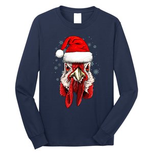 Chicken Christmas Santa Hat Xmas Boy Girl Long Sleeve Shirt