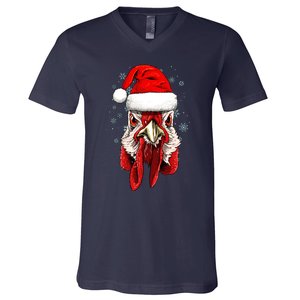 Chicken Christmas Santa Hat Xmas Boy Girl V-Neck T-Shirt