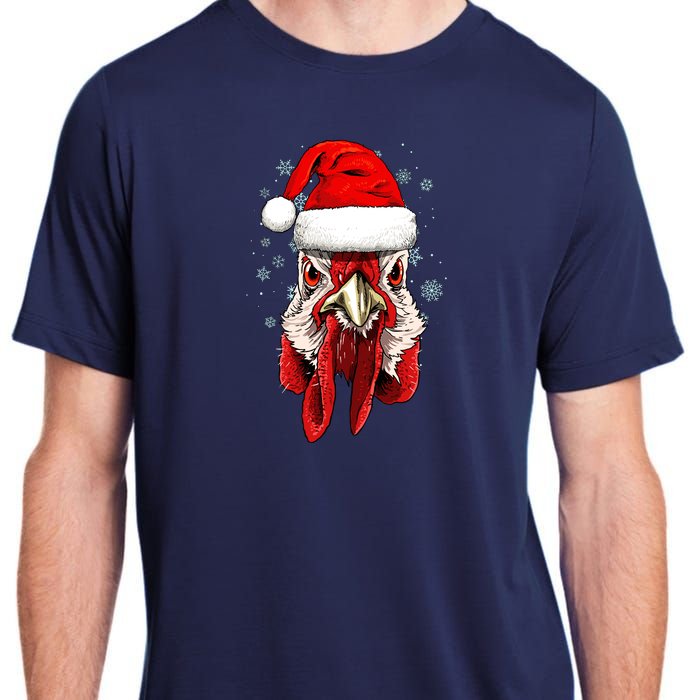 Chicken Christmas Santa Hat Xmas Boy Girl Adult ChromaSoft Performance T-Shirt