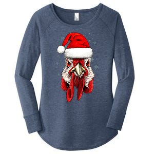 Chicken Christmas Santa Hat Xmas Boy Girl Women's Perfect Tri Tunic Long Sleeve Shirt