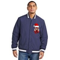 Chicken Christmas Santa Hat Xmas Boy Girl Insulated Varsity Jacket