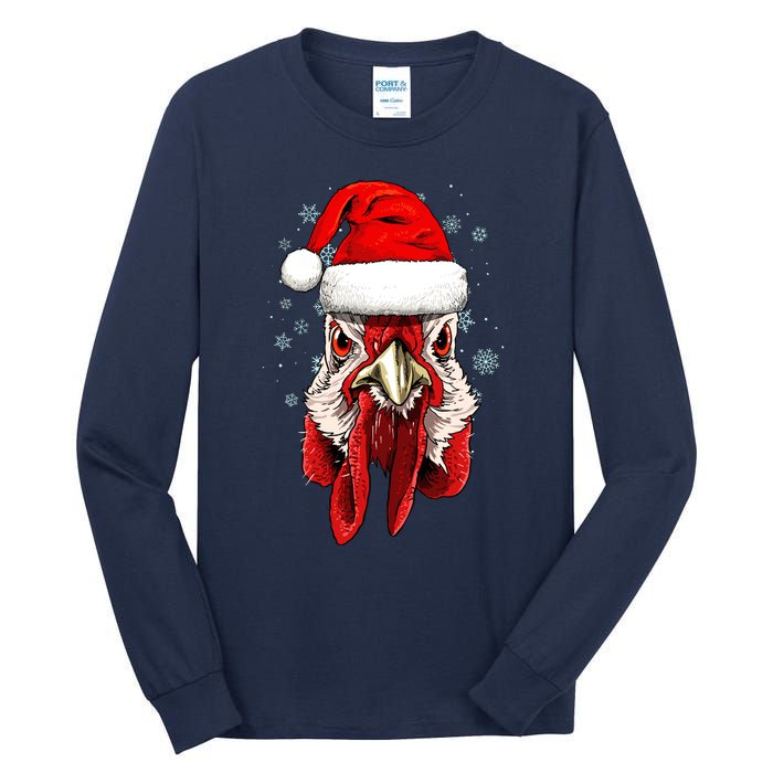 Chicken Christmas Santa Hat Xmas Boy Girl Tall Long Sleeve T-Shirt