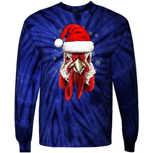 Chicken Christmas Santa Hat Xmas Boy Girl Tie-Dye Long Sleeve Shirt