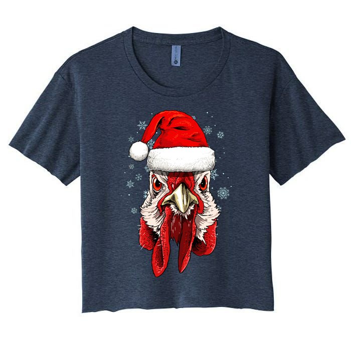 Chicken Christmas Santa Hat Xmas Boy Girl Women's Crop Top Tee