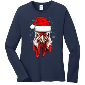 Chicken Christmas Santa Hat Xmas Boy Girl Ladies Long Sleeve Shirt