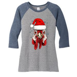 Chicken Christmas Santa Hat Xmas Boy Girl Women's Tri-Blend 3/4-Sleeve Raglan Shirt