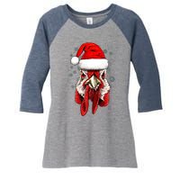 Chicken Christmas Santa Hat Xmas Boy Girl Women's Tri-Blend 3/4-Sleeve Raglan Shirt