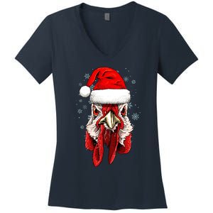 Chicken Christmas Santa Hat Xmas Boy Girl Women's V-Neck T-Shirt