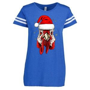 Chicken Christmas Santa Hat Xmas Boy Girl Enza Ladies Jersey Football T-Shirt