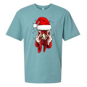 Chicken Christmas Santa Hat Xmas Boy Girl Sueded Cloud Jersey T-Shirt