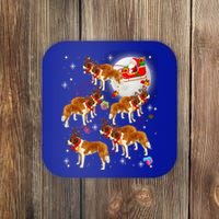 Christmas Cute Santa Claus Riding Saint Bernard Xmas Pajamas Funny Gift Coaster