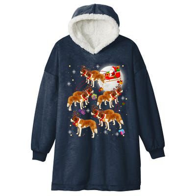 Christmas Cute Santa Claus Riding Saint Bernard Xmas Pajamas Funny Gift Hooded Wearable Blanket