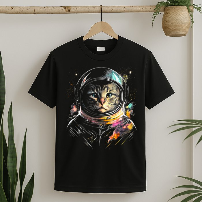 Cosmic Cat Space Astrocat In The Galaxy Graphic T-Shirt