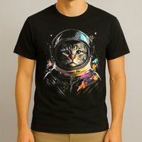 Cosmic Cat Space Astrocat In The Galaxy Graphic T-Shirt