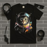 Cosmic Cat Space Astrocat In The Galaxy Graphic T-Shirt