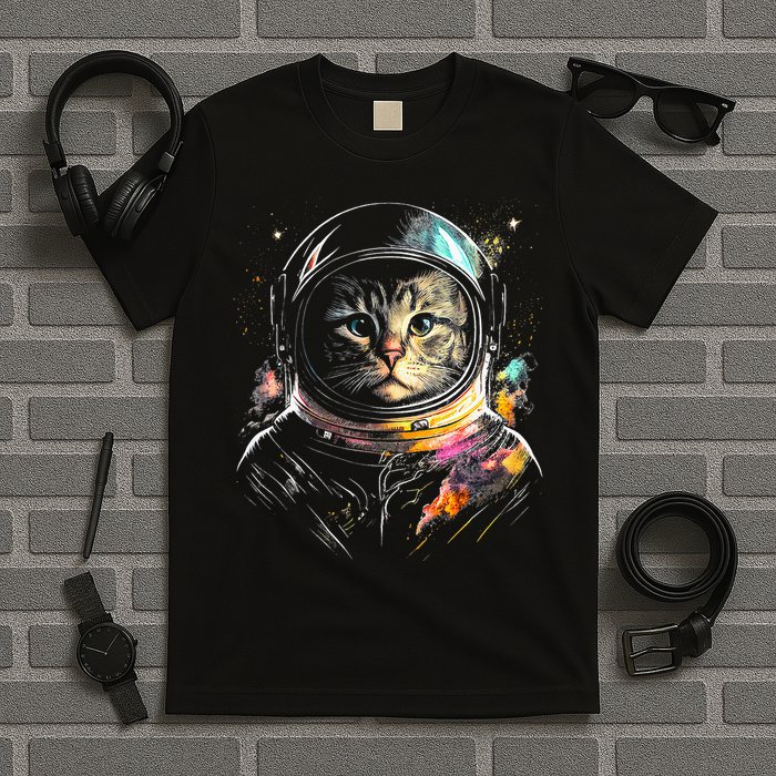 Cosmic Cat Space Astrocat In The Galaxy Graphic T-Shirt