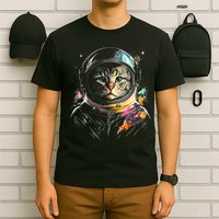 Cosmic Cat Space Astrocat In The Galaxy Graphic T-Shirt