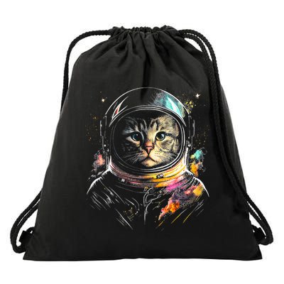Cosmic Cat Space Astrocat In The Galaxy Graphic Drawstring Bag