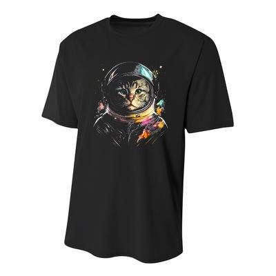 Cosmic Cat Space Astrocat In The Galaxy Graphic Youth Performance Sprint T-Shirt