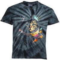 Cosmic Cat Space Astrocat In The Galaxy Graphic Kids Tie-Dye T-Shirt