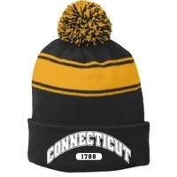 Connecticut Collegiate Style 1788 Stripe Pom Pom Beanie