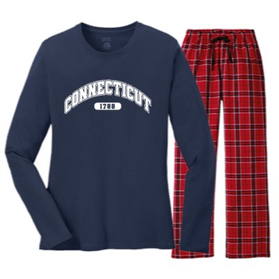 Connecticut Collegiate Style 1788 Women's Long Sleeve Flannel Pajama Set 