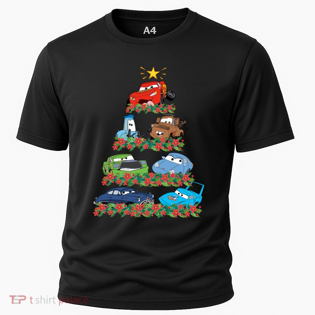Cars Characters Squad Merry Christmas Tree Cars Magic Kingdom Holiday Performance Shirt