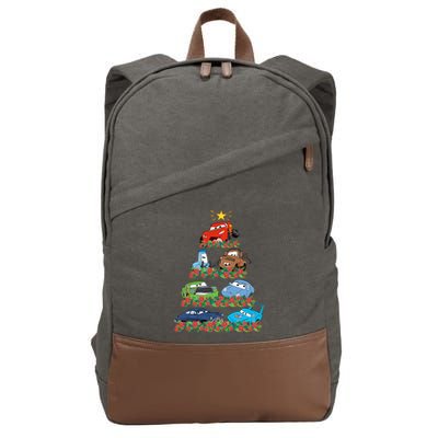 Cars Characters Squad Merry Christmas Tree Cars Magic Kingdom Holiday Cotton Canvas Backpack