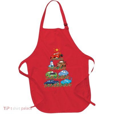 Cars Characters Squad Merry Christmas Tree Cars Magic Kingdom Holiday Apron