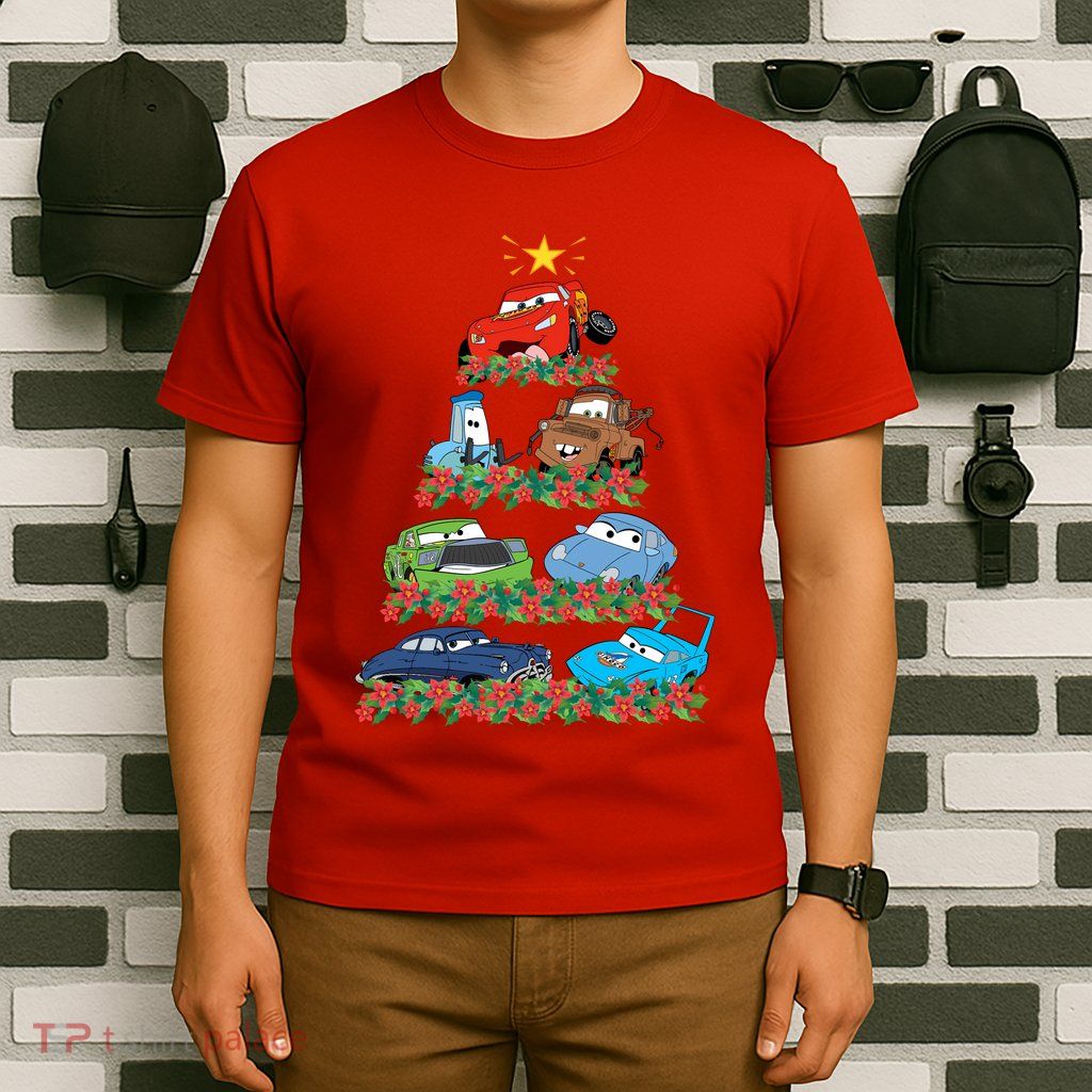 Cars Characters Squad Merry Christmas Tree Cars Magic Kingdom Holiday T-Shirt