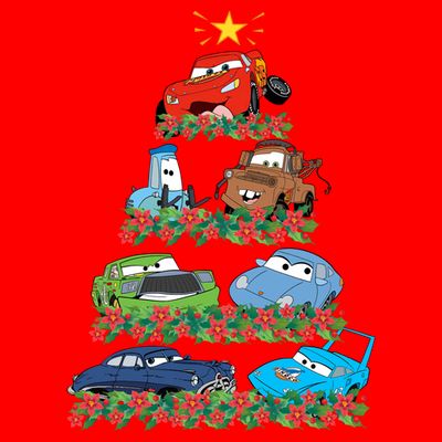 Cars Characters Squad Merry Christmas Tree Cars Magic Kingdom Holiday T-Shirt