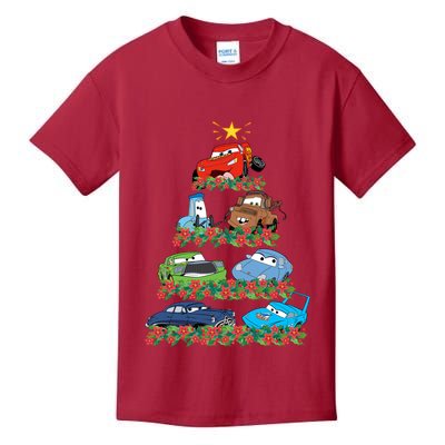 Cars Characters Squad Merry Christmas Tree Cars Magic Kingdom Holiday Kids T-Shirt