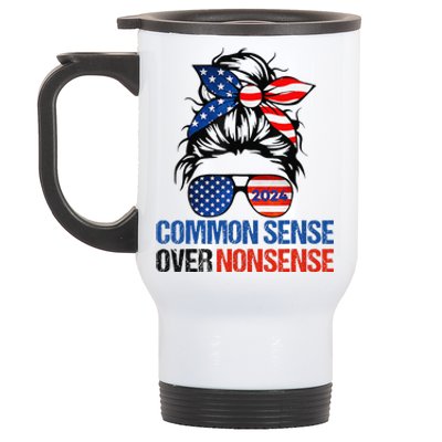 Choose Common Sense Over Nonsense Kamala Harris Waltz 2024 Stainless Steel Travel Mug