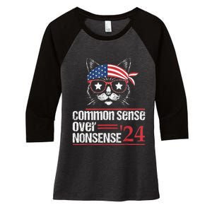 Choose Common Sense Over Nonsense Kamala Harris Waltz 2024 Women's Tri-Blend 3/4-Sleeve Raglan Shirt