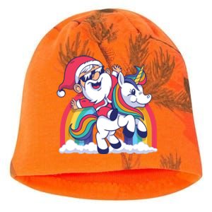 Cute Christmas Santa Claus Riding Unicorn Rainbow Funny Gift Kati - Camo Knit Beanie