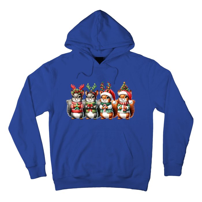 Cute Christmas Squirrels Lights Xmas Animal Squirrel Lover Cute Gift Hoodie