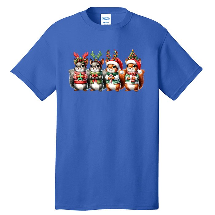 Cute Christmas Squirrels Lights Xmas Animal Squirrel Lover Cute Gift Tall T-Shirt