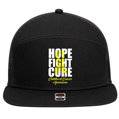 Childhood Cancer Support Hope Fight Cure Funny Gift 7 Panel Mesh Trucker Snapback Hat