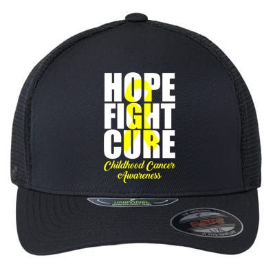 Childhood Cancer Support Hope Fight Cure Funny Gift Flexfit Unipanel Trucker Cap